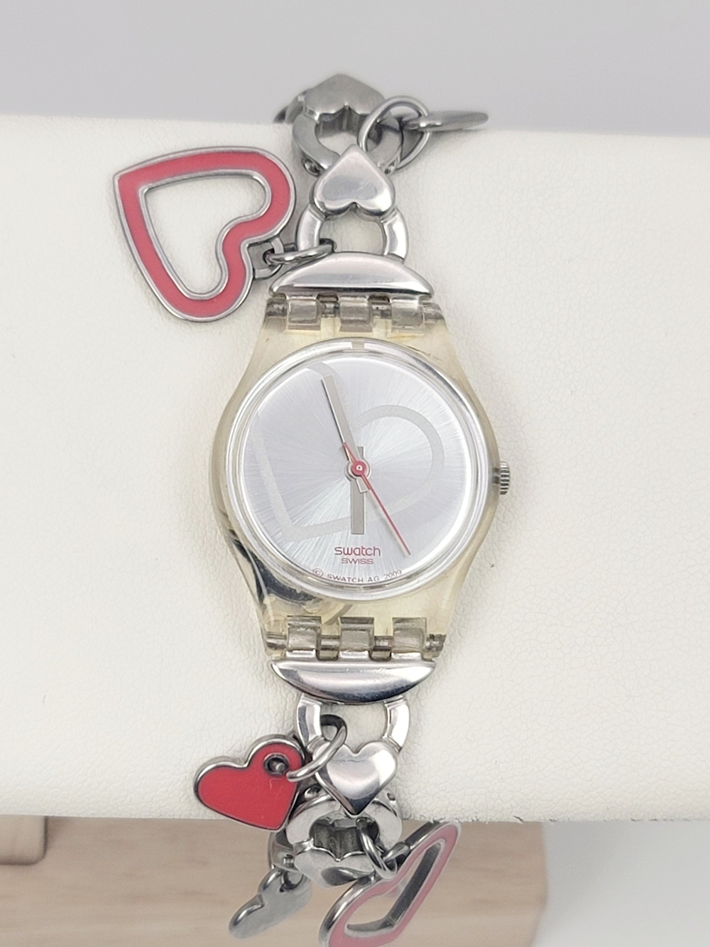 Swatch LK307G You're My Love Women's Watch 2009 Heart Charm Bracelet Swiss